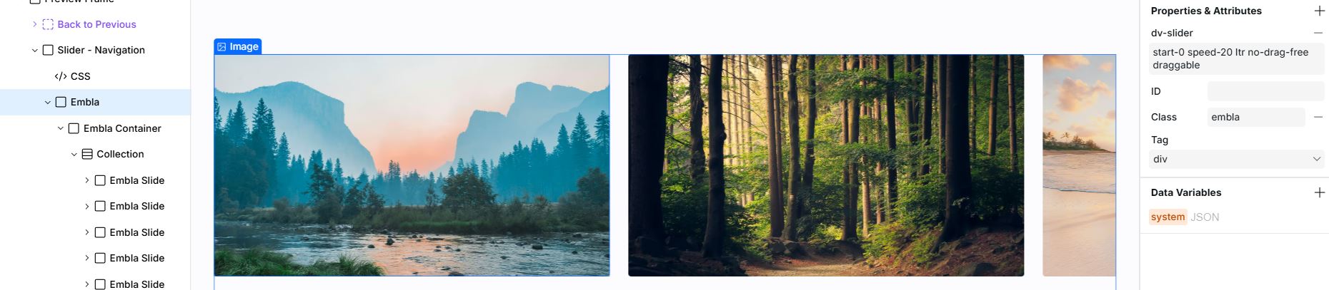 cms slider attributes