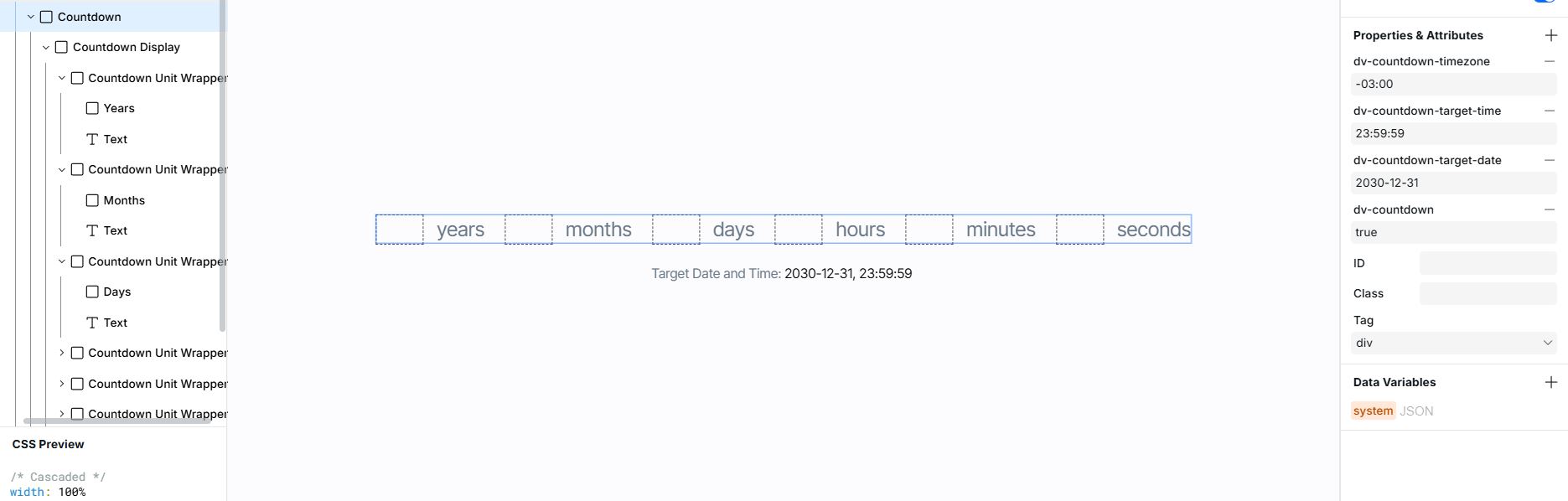 countdown attributes