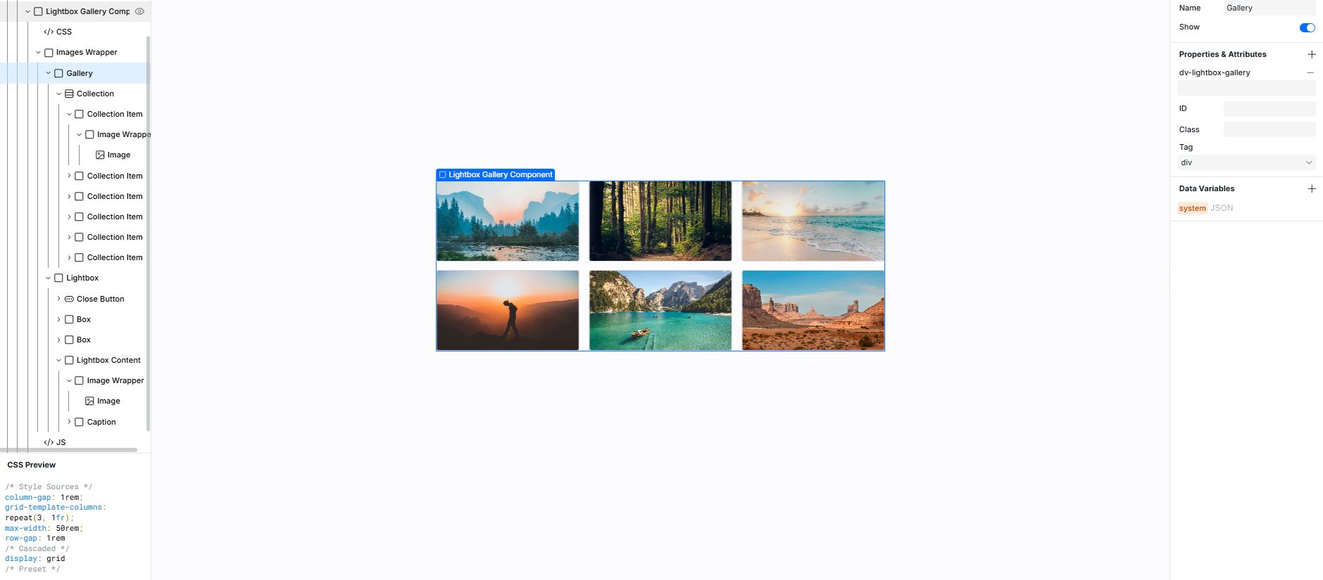 lightbox gallery attributes